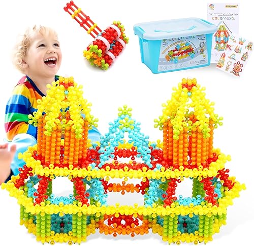 COUOMOXA Juego de 500 piezas de bloques de construcción entrelazados con clip, juguete educativo STEM temprano para niños y niñas de 3, 4, 5, 6, 7,