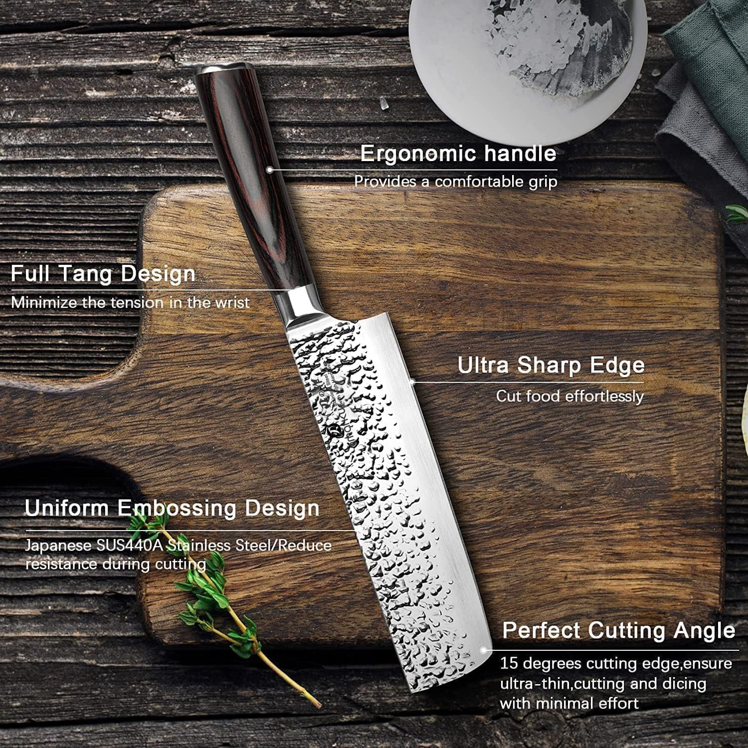 imarku Nakiri Knife, Razor Sharp 7 Inch Multipurpose Vegetable Kitchen Knife, High Carbon Stainless Steel Meat Cleaver, Gyutou Knife with Ergonomic Handle, Unique Gifts for Men and Women - Image 10