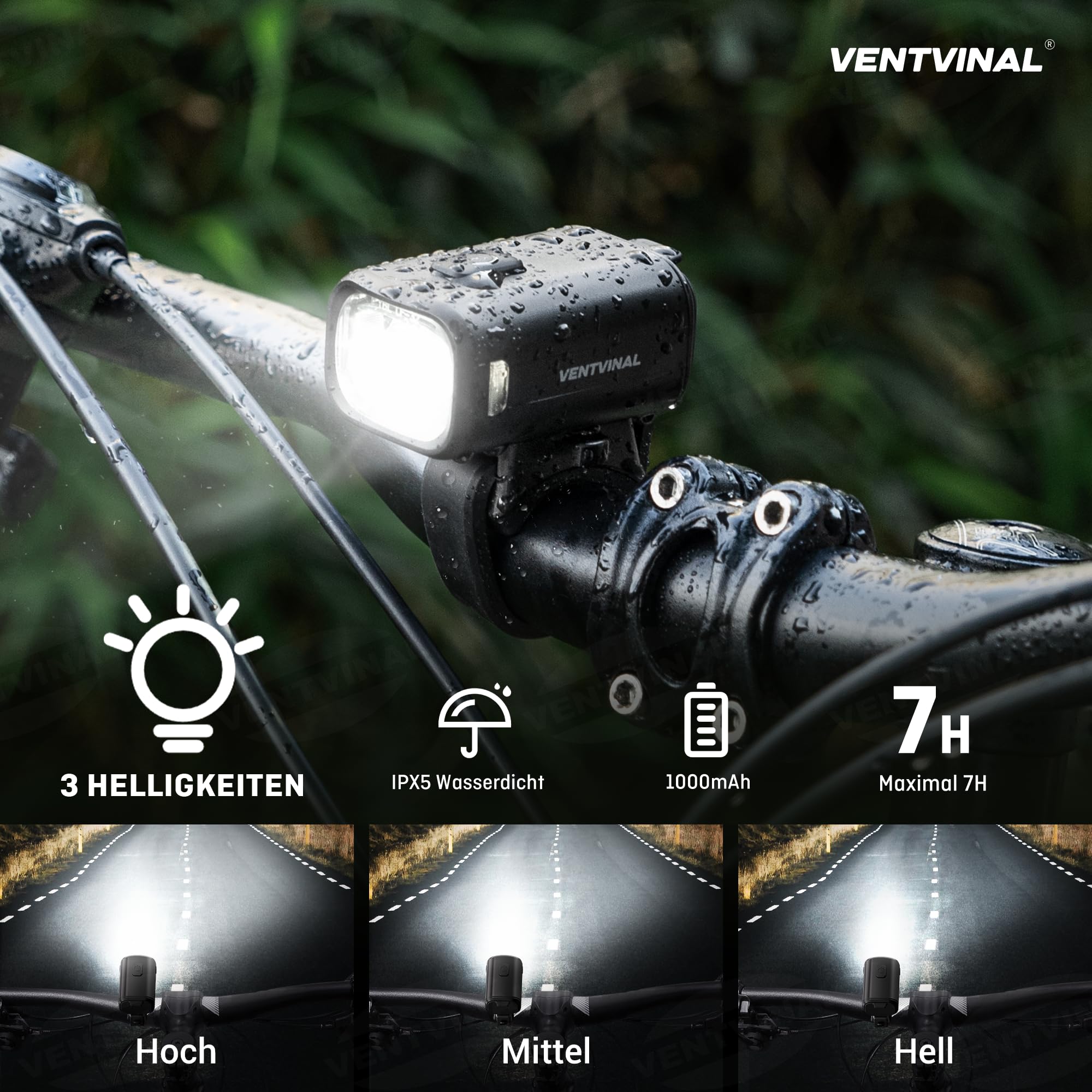 Fahrradlicht Led Set, Stvzo Zugelassen Fahrradlicht USB Aufladbar mit Batterie Aufforderung, Fahrradbeleuchtung Set, Vorne und Rücklicht Fahrrad Akku, IPX5 Wasserdicht mit Reflektor
