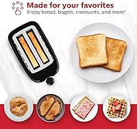 Vista 7 de Holstein Housewares - Tostadora de 2 rebanadas con 6 ajustes de control de marrón, negro - Ideal para tostar pan, bagels y waffles