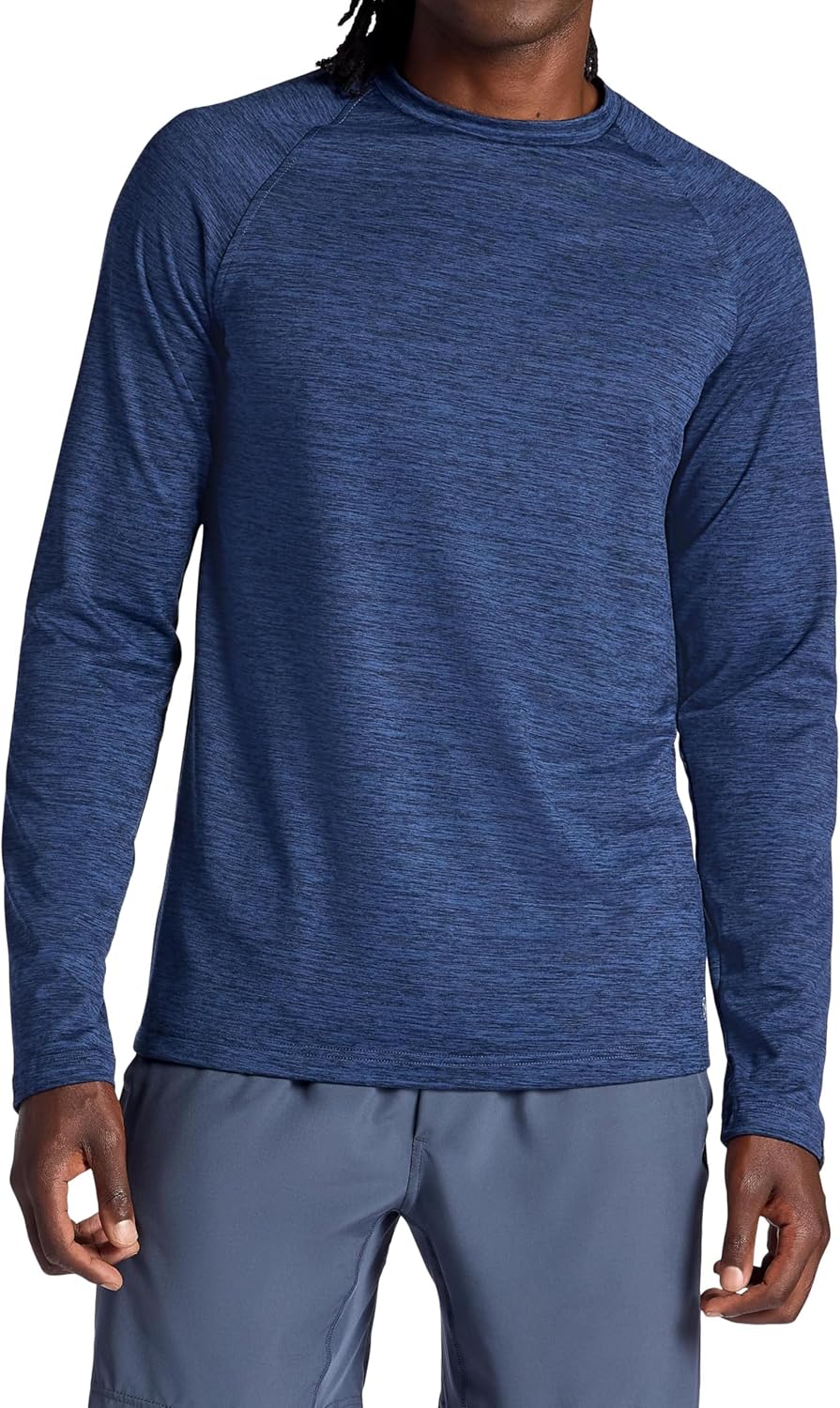 Gaiam Mens Power Long Sleeve Crewneck Top, Standard Fit, Stretch Heavyweight Fleece Material
