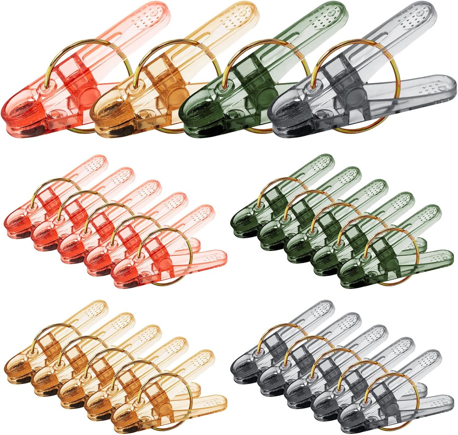 Plastic Clothespins 20 Pack - Heavy Duty Clothes Pins with Thickened Spring for Laundry, Non-Slip Clips for Indoor Outdoor Use on Clothesline Craft (4 Colors - Style A)