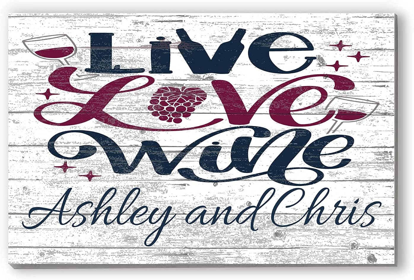 Custom Wine Lover Gift Live Love Wine Personalized Sign Wood Farmhouse Decor for Home, Kitchen, Wine Bar, Couples Gift Idea