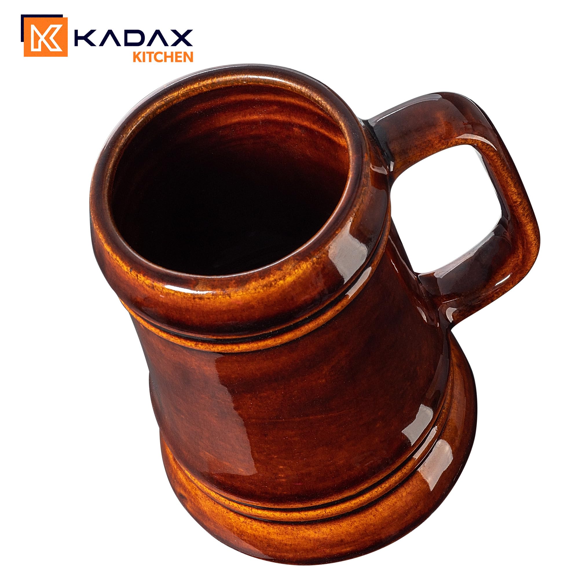 KADAX Keramikbierkrug, Bierkrug aus Keramik, Spülmaschinenfester Bierseidel mit Handlichem Griff, Steinkrug für Wein, Bier, Glühwein und Flüssig Honig (4, 500ml)