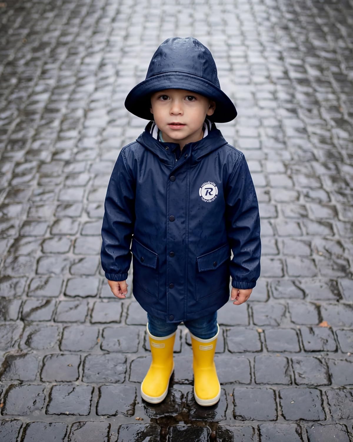 Rokka&Rolla Boys' Waterproof Rain Jacket Hooded Rubber Raincoat 2T-12