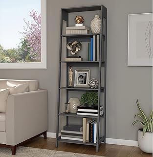 Alaterre Furniture 5-Tier Ladder Bookshelf - Leaning Decorative Shelves ...
