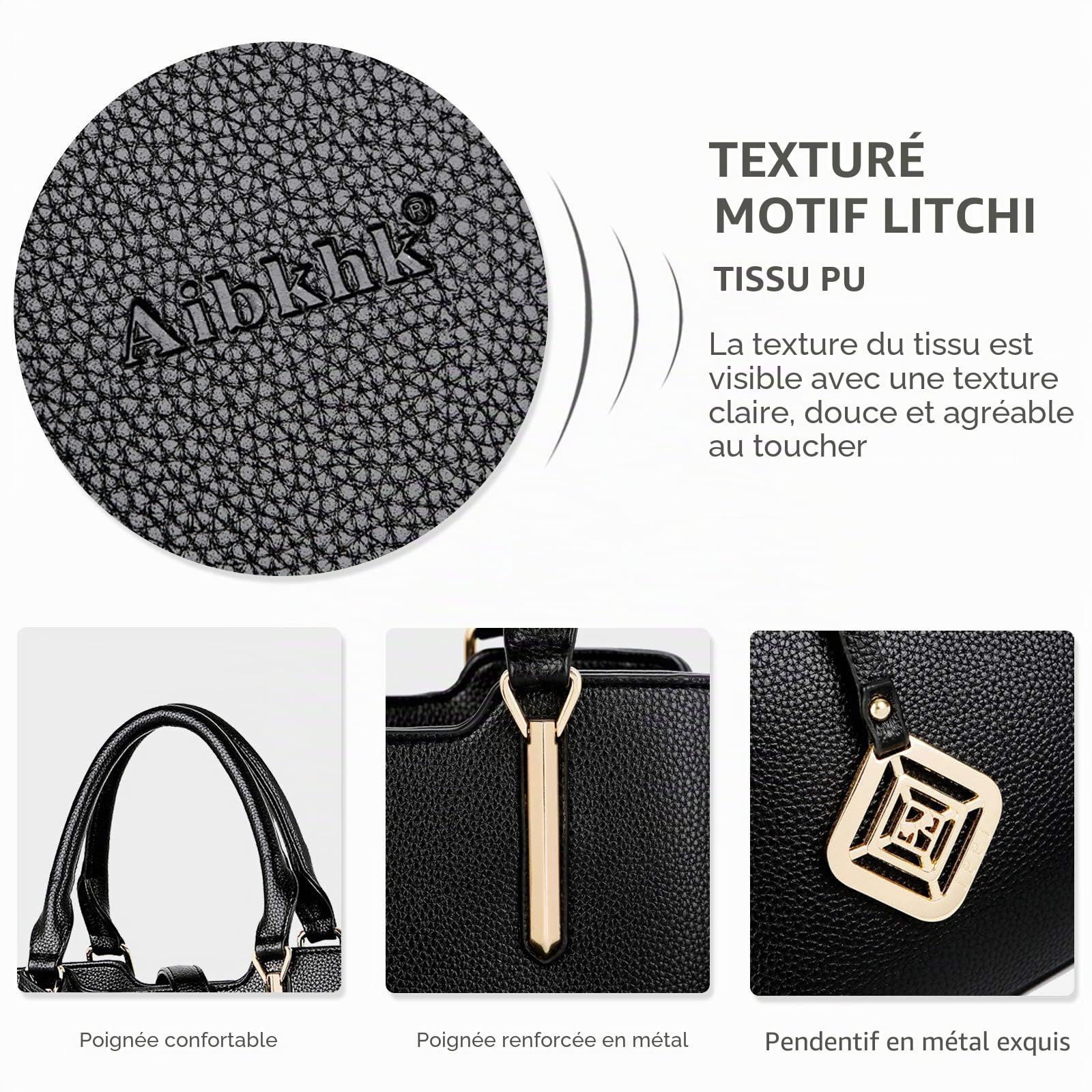 NICOLE & DORIS Sac à Main Femme Sac Fourre Tout Grande capacité Sac Cartable élégant Sac portés Main en PU Cuir Sac à bandoulière Simple