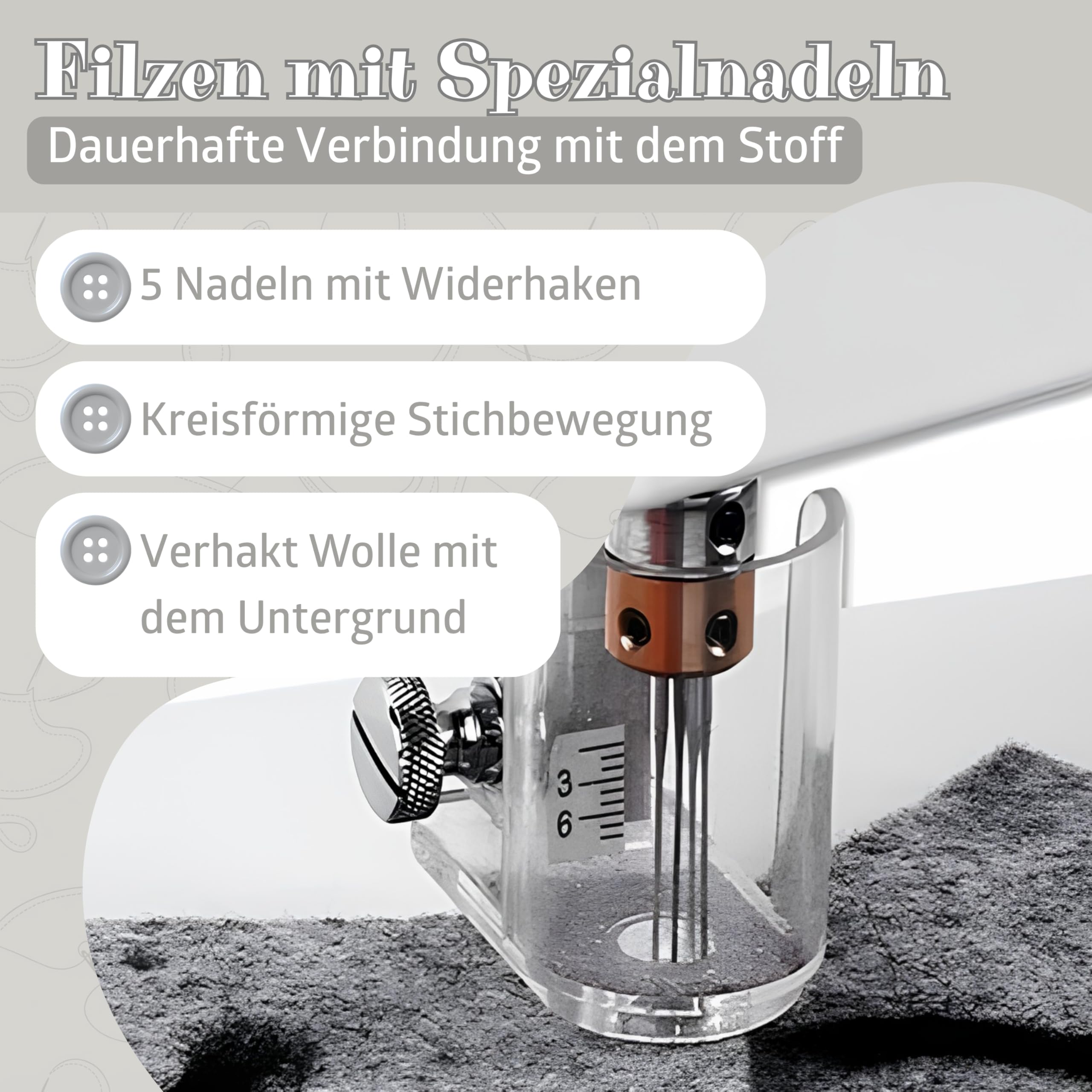 SEMPLIX SP-1000 Nadelfilzmaschine - 5 Nadeln - 800 Stiche - Freiarm | Filzmaschine zum Trockenfilzen, Maschinenfilzen