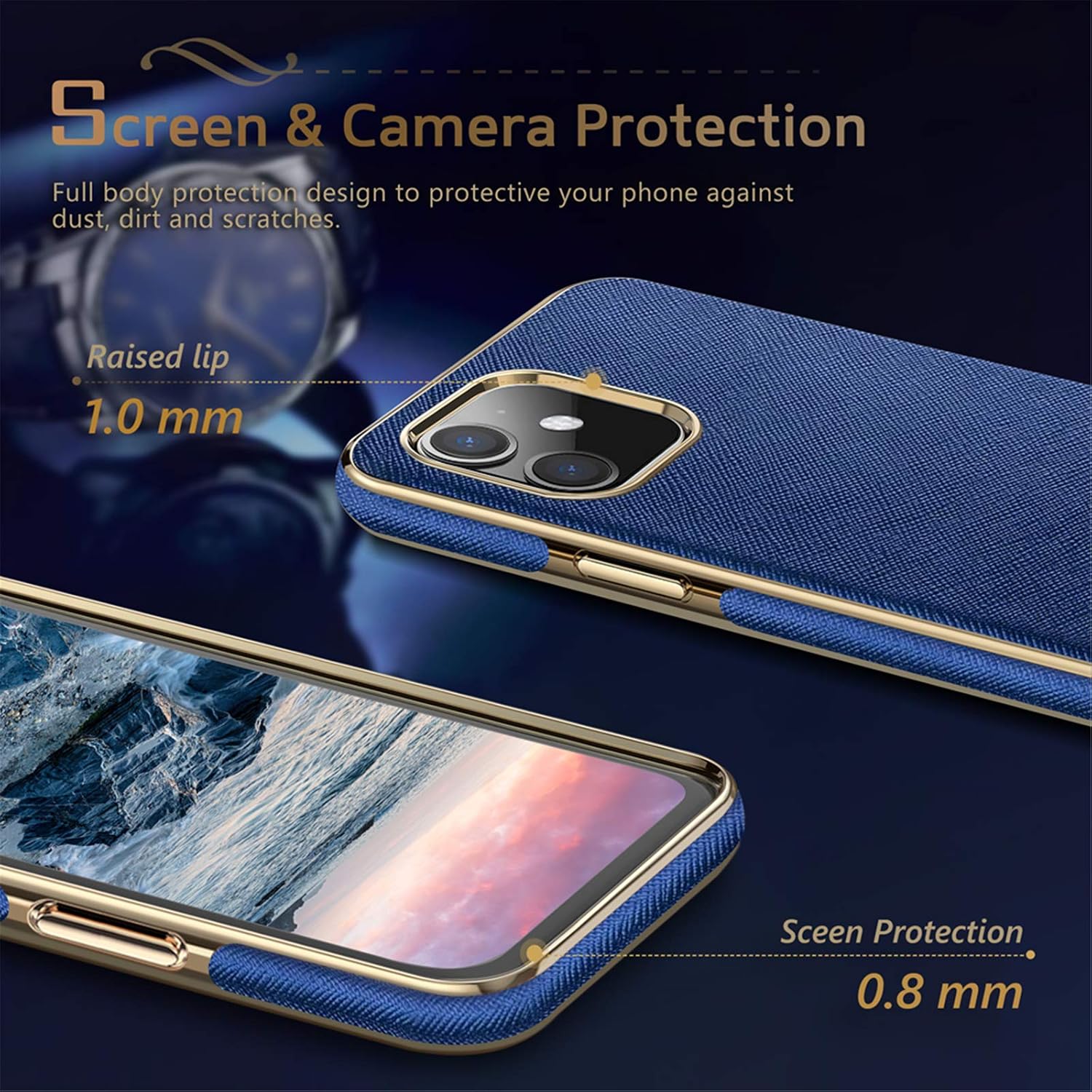 LOHASIC iPhone 11 Case, Premium Leather Slim Thin Elegant Luxury PU Soft Flexible Hybird Comfortable Grip Protective Full Body Protective Cases Compatible with Apple iPhone 11 (2019) - Ink Blue