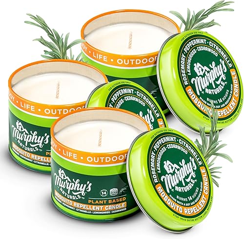 Murphy's Naturals Mini velas repelentes de mosquitos para patio al aire libre, citronela y aceites esenciales, tiempo de combustión de 14 horas cada
