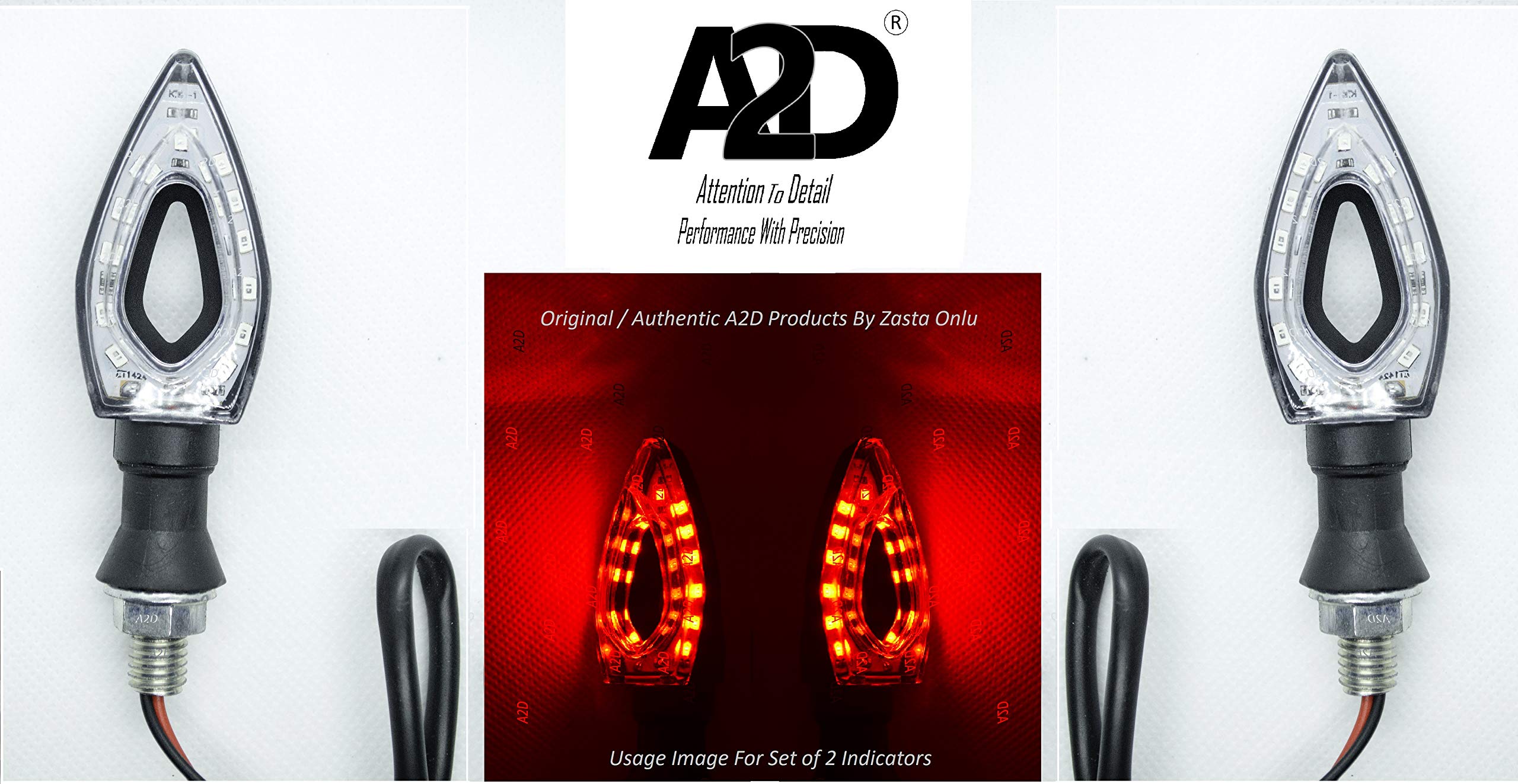 A2D Bike R-Leaf-SHP Sleek SMD LED Turn Indicators Set of 2 RED For Suzuki Hayate EP