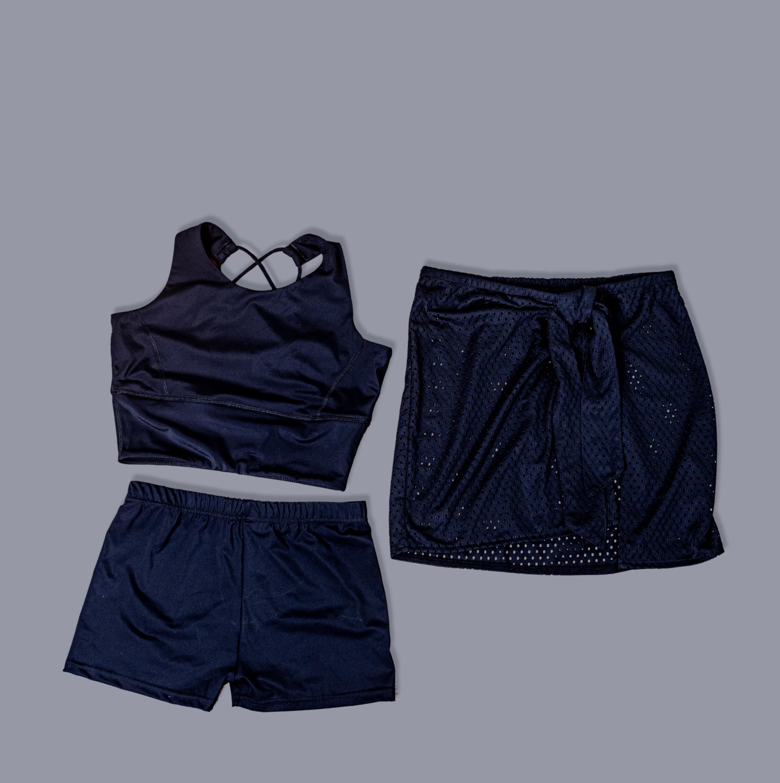 Keepfit Women's Black 3 Pieces Padded top Skirt with boy Short Swimset |Swimming Suit for Women 3