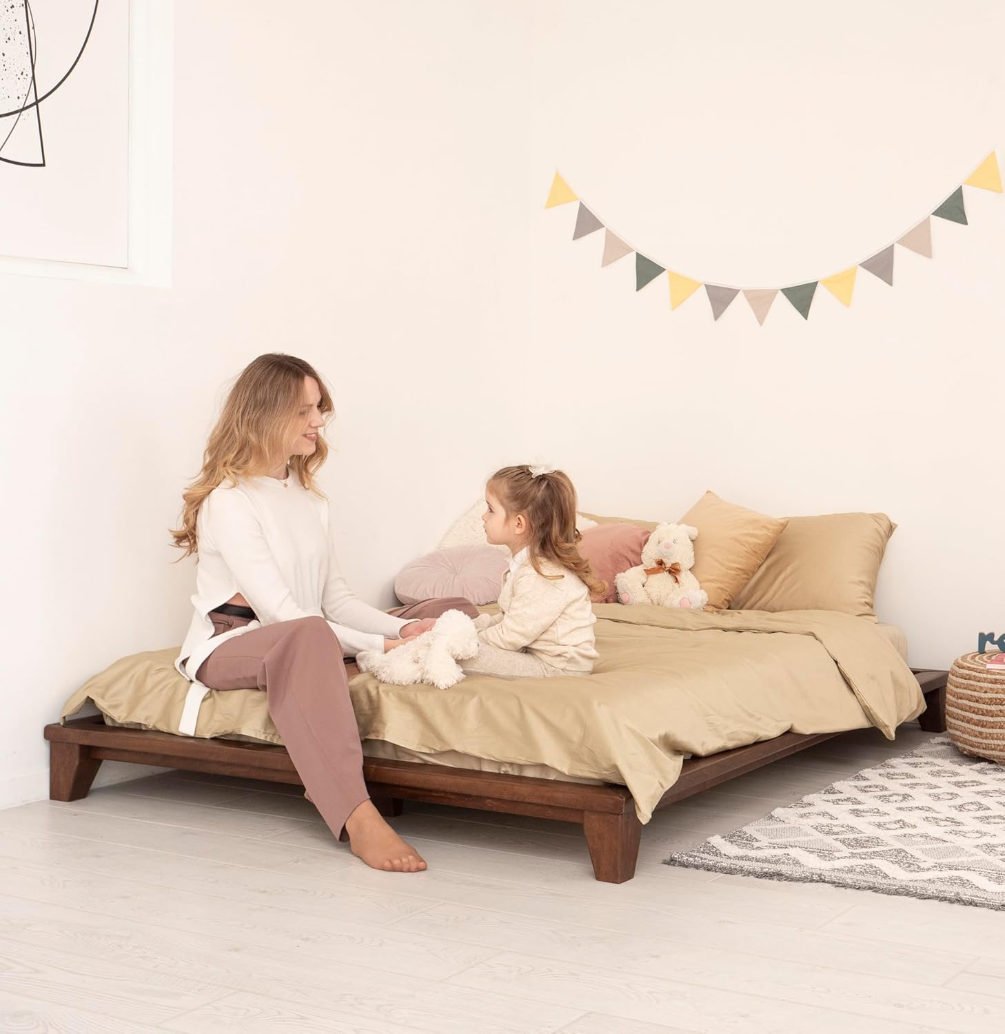 BUSYWOOD Japanese Style Bed Frame Twin Toddler Bed Frame