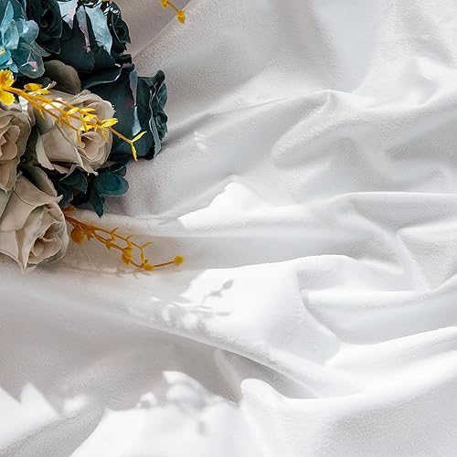 Miniatura 6 de OWENIE Odette - Juego de 2 paneles de cortinas 100% opacas de 84 pulgadas de largo, cortinas de terciopelo blanco de lujo para dormitoriosala de