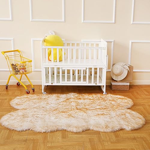 Miniatura 89 de Alfombra de piel sintética esponjosa de piel de oveja blanca, 4 x 6 pies, ultra suave, para dormitorio, mesita de noche, sala de estar, guardería