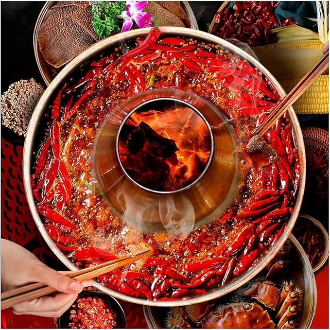 Olla de cobre para fondue mongola, 30 cm, calentada con carbón miniatura 4