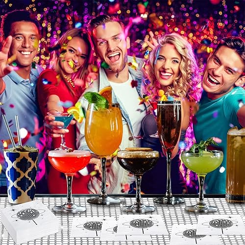 Miniatura 7 de Paquete de 120 servilletas de discoteca elegantes servilletas desechables de cóctel de los años 70, 80 y 90, suministros de fiesta, decoración de