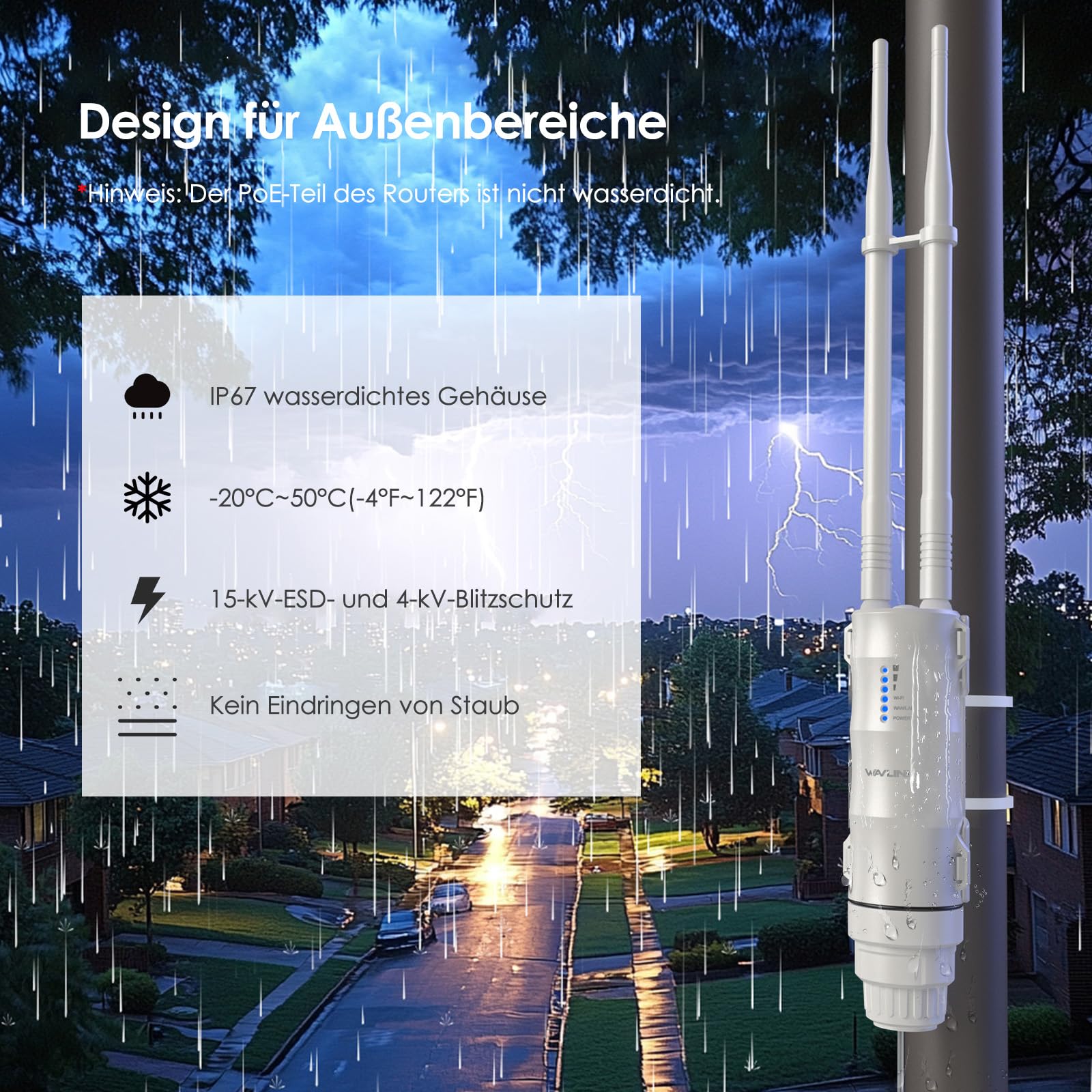 WAVLINK AC600 Outdoor WLAN Repeater, wetterfester Dual Band WLAN Verstärker Outdoor Access Point PoE für Garten/Bauernhof/Indoor, Repeater/AP/Router Modus, Passive&Active PoE, 100Mbit/s WAN/LAN