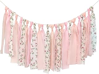 Pink Floral Tsaasel Garland for Wedding Spring Tea Party Haning Chiffon ...