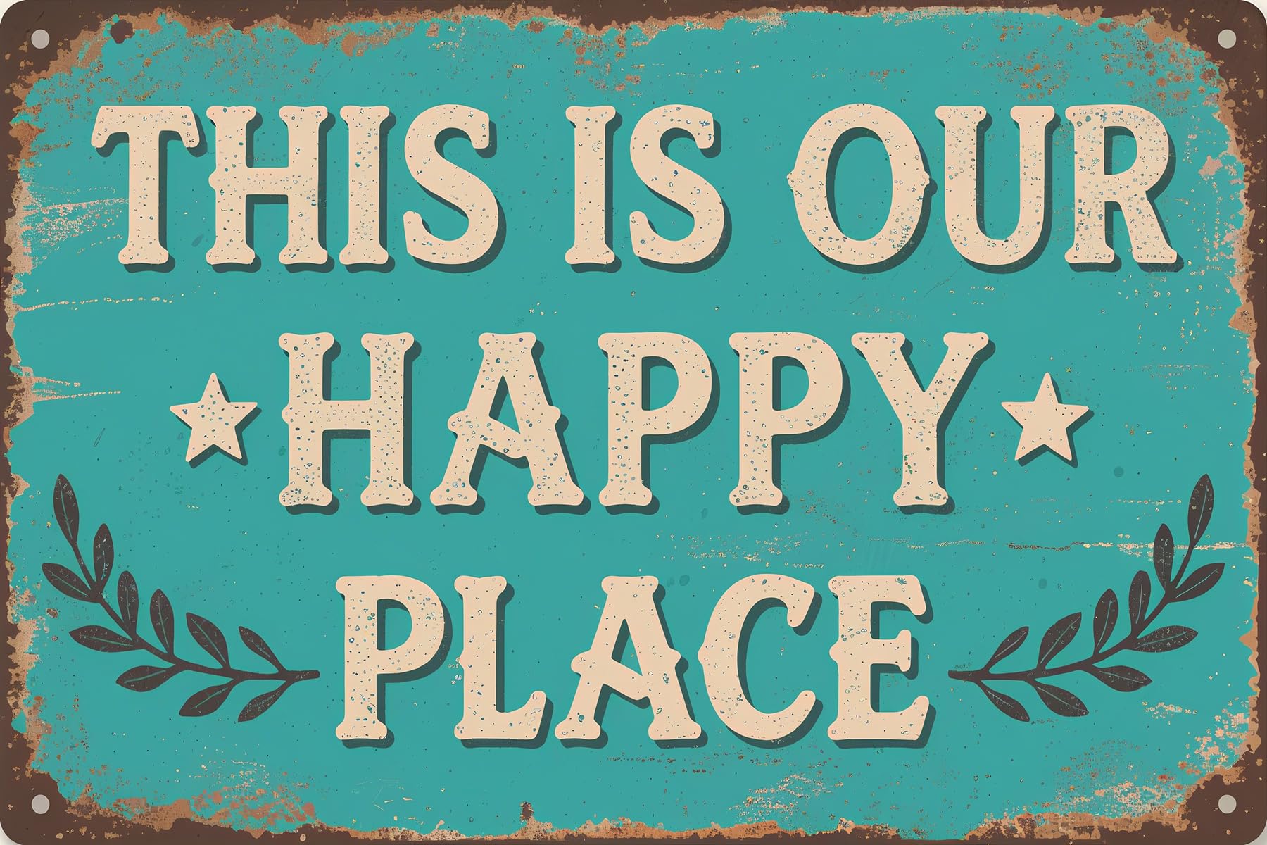 peiyeety Metal Tin Sign This Is Our Happy Place Vintage Decorative Wall Art Plaque For Home Living Room Bedroom Farmhouse Patio Bar Kitchen Garage Decor 6x8 Inch