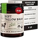 Beef Tallow for Skin - Tallow And Herbal Balm For Face - Gift Ready Box - Tallow Face Moisturizer - Tallow Balm - Grass Fed Tallow Face Cream Lotion (5.0 Oz, Herbal-Rose)