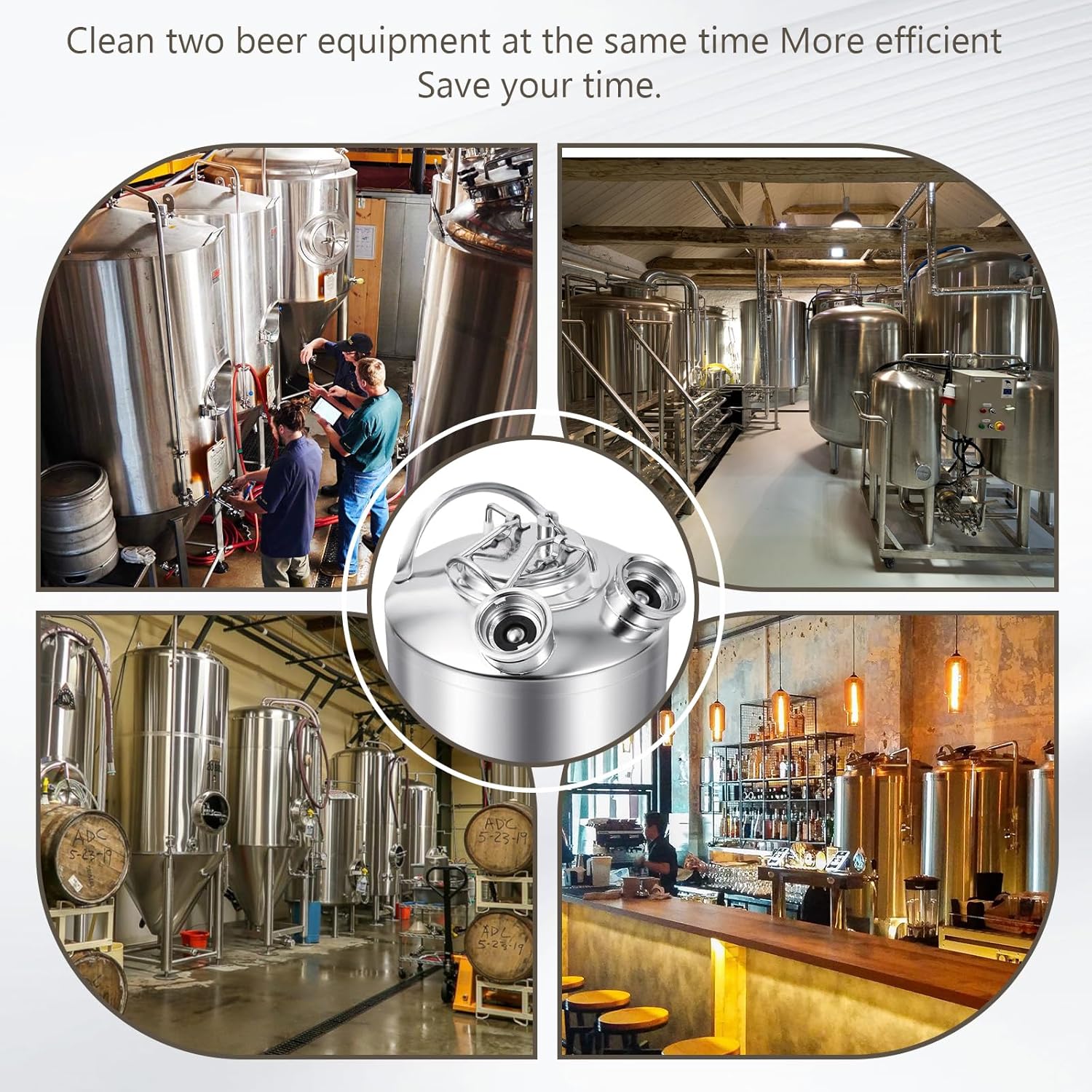 2.5 Gallon/10 L Stainless Steel Cleaning Keg with 2 D Spears,Kegerator Cleaning Kit,Beer Lines Cleaner,Beer Lines Cleaning Kit,Keg Lines Cleanings Kit for Beer Lines Cleanings