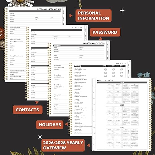 Miniatura 4 de Agenda mensual 2026-2027, agenda mensual, enero 2026 a diciembre 2027, 9 x 11 pulgadas, calendario de 24 meses 2026-2027, pestañas, bolsillo