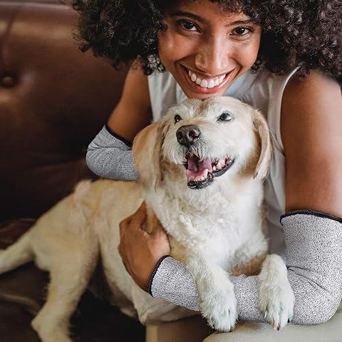 Miniatura 7 de Evridwear - 1 par de mangas resistentes a cortes para protección de brazos en el trabajo, EN388 Nivel 5, contra punciones, con o sin orificio para