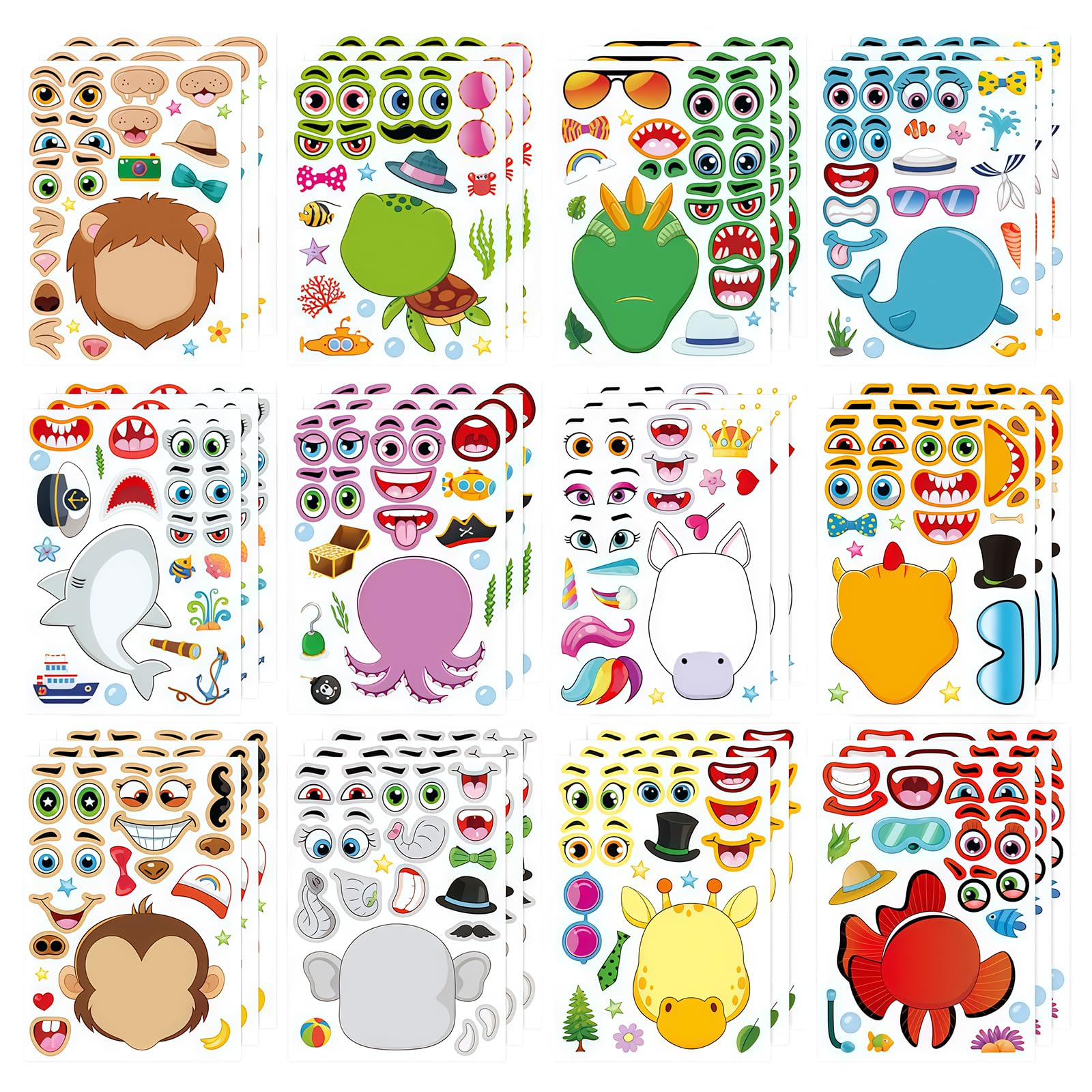 HAGOT 36 Sheets Cute Stickers, Waterproof Vinyl Animal Stickers, for Water Bottle Scrapbooking Birthday Party Favors Laptop Teacher Reward