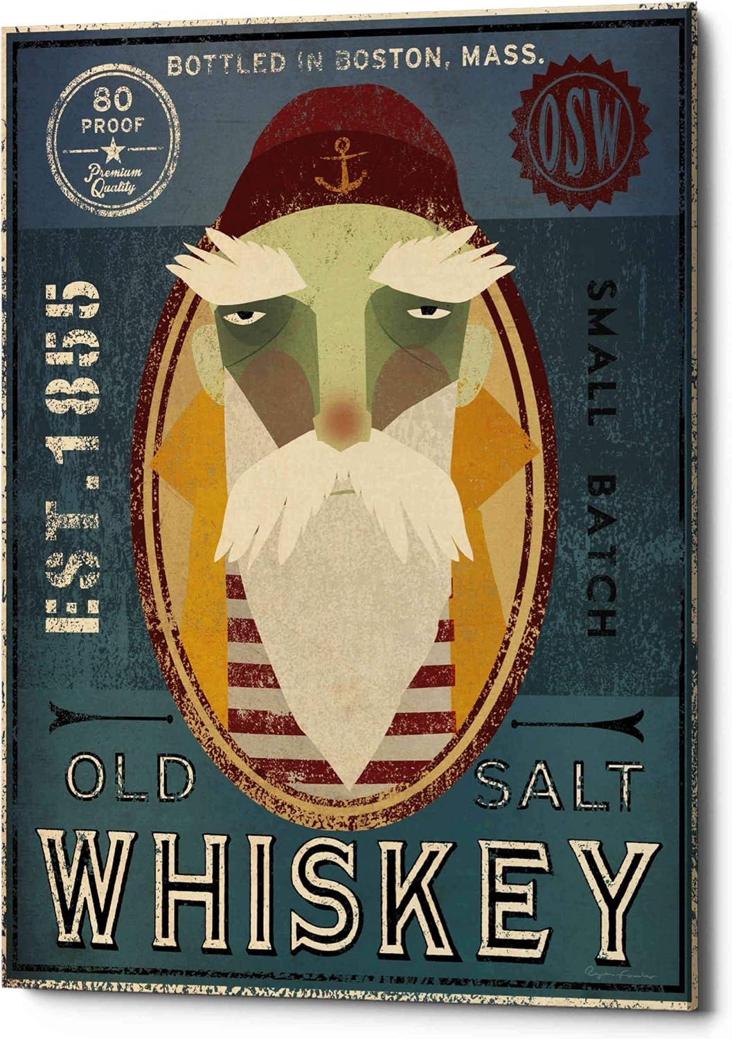 Epic Graffiti 'Fisherman VIII Old Salt Whiskey' by Ryan Fowler, Canvas Wall Art, 12"x16"