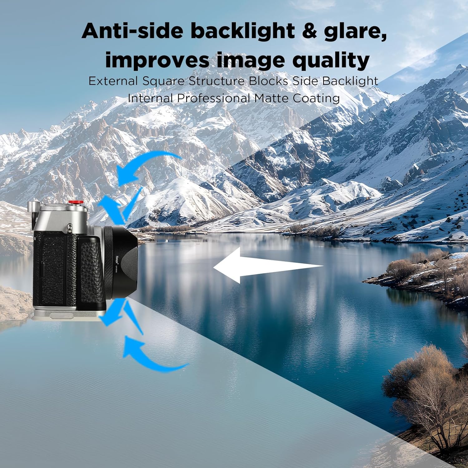 Haoge LH-X54B Square Metal Lens Hood with 49mm Adapter Ring for Fujifilm X100VI Fuji X100V Camera Black - Image 6