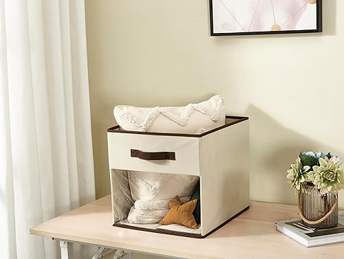 Miniatura 6 de DECOMOMO Kallax - Cestas de almacenamiento para estantes de 13 x 15 x 13 pulgadas con ventana transparente, cubos de almacenamiento para organizar