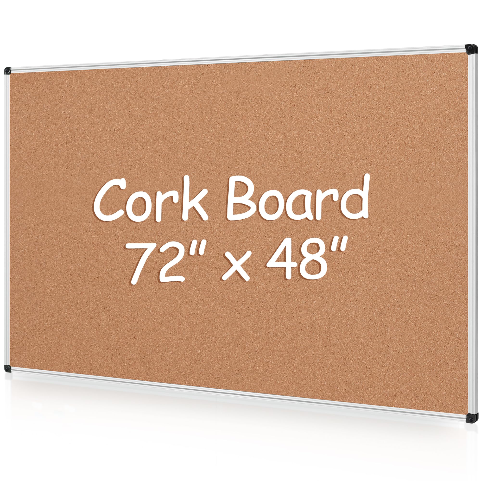 Photo 1 of *** MINOR DAMAGE TO BACKSIDE AND SLIGHTLY BENT***Board2by Extra Large Cork Bulletin Board 72" X 48", Silver Aluminum Framed 6'x4' Corkboard for Wall, Wall Mounted Notice Pin Board with 18 Push Pins for School, Home & Office