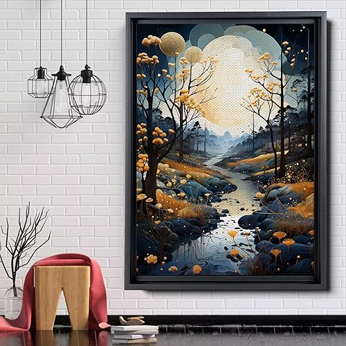 Miniatura 5 de Original Abstract Wall Art print Art Printable Serene Nature print in Shades of Indigo and Honeycomb, Perfect for Modern Home Decor