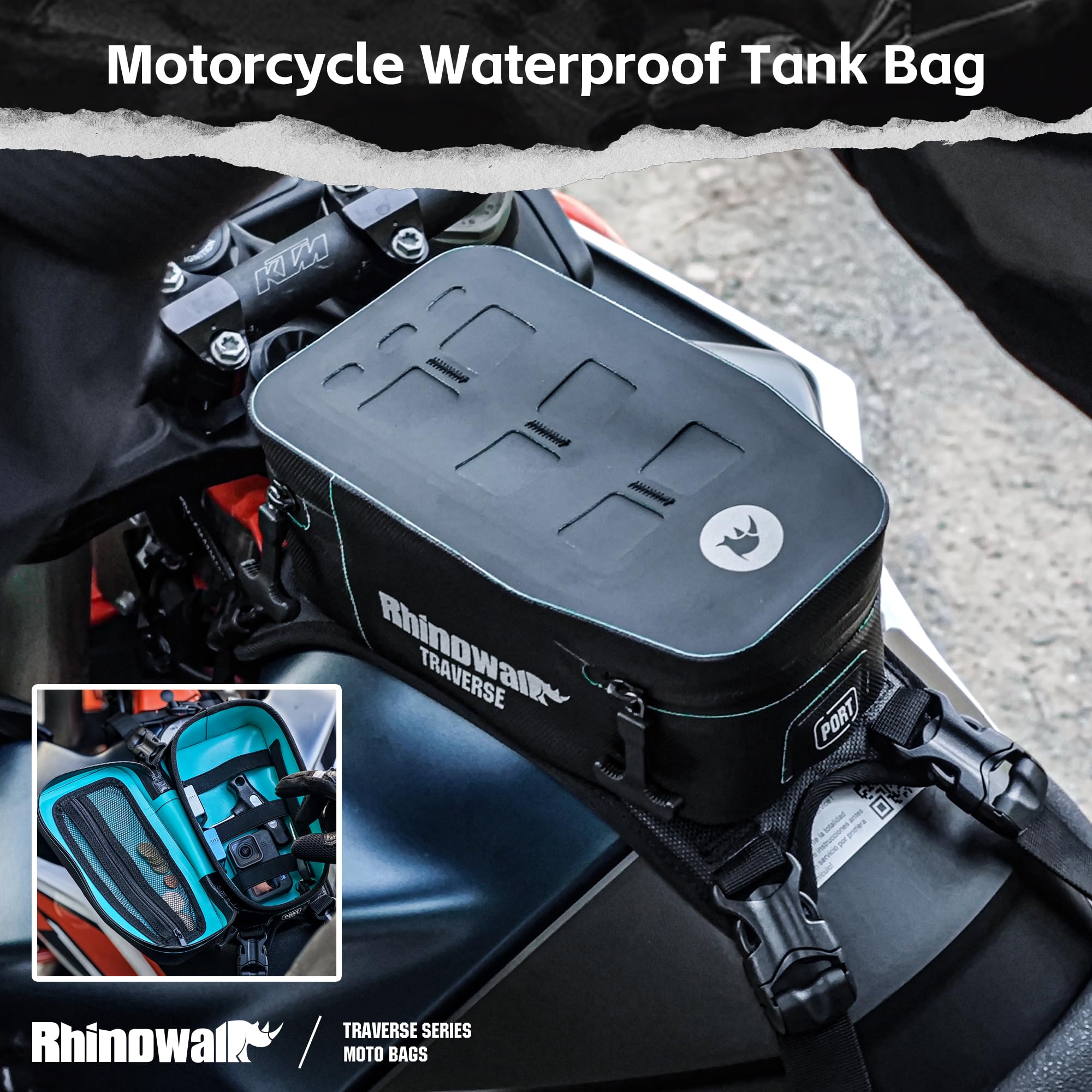 Motorrad Tankrucksack Wasserdicht 2L Motorrad Fronttasche mit herausnehmbarem Innenfutter MOLLE-System, reflektierendem Logo & Kabeldurchführun