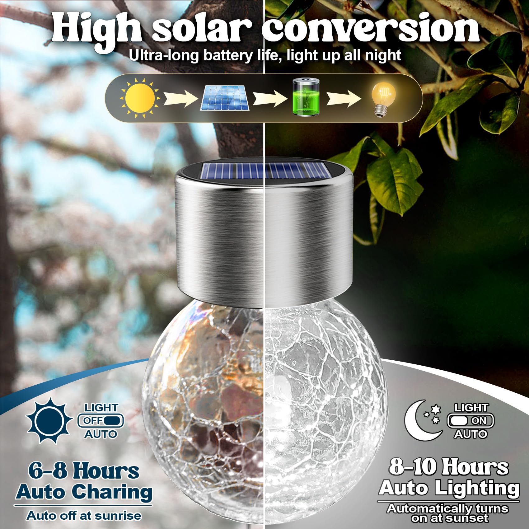 Luces solares colgantes impermeables para exteriores, Ahongem, decoración de globos para jardín, faroles de globo alimentados por energía solar, regalos de boda y cumpleaños