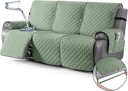 Vista 25 de TAOCOCO Fundas para sofá reclinable 100% impermeables, con correas para las piernas, funda de sofá reclinable lavable en 1 pieza con bolsillo, Gris