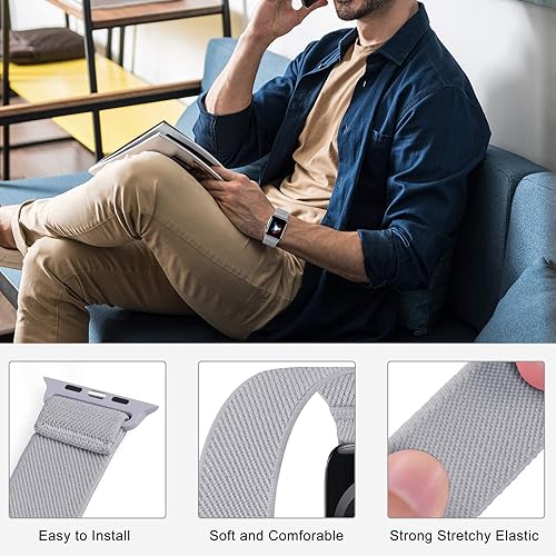 Miniatura 3 de Correa elástica de nailon para Apple Watch, de 1.49, 1.57, 1.61, 1.65, 1.73, 1.77 y 1.772pulgadas, deportiva, trenzada, Ultra iWatch Serie 8 7 SE 6