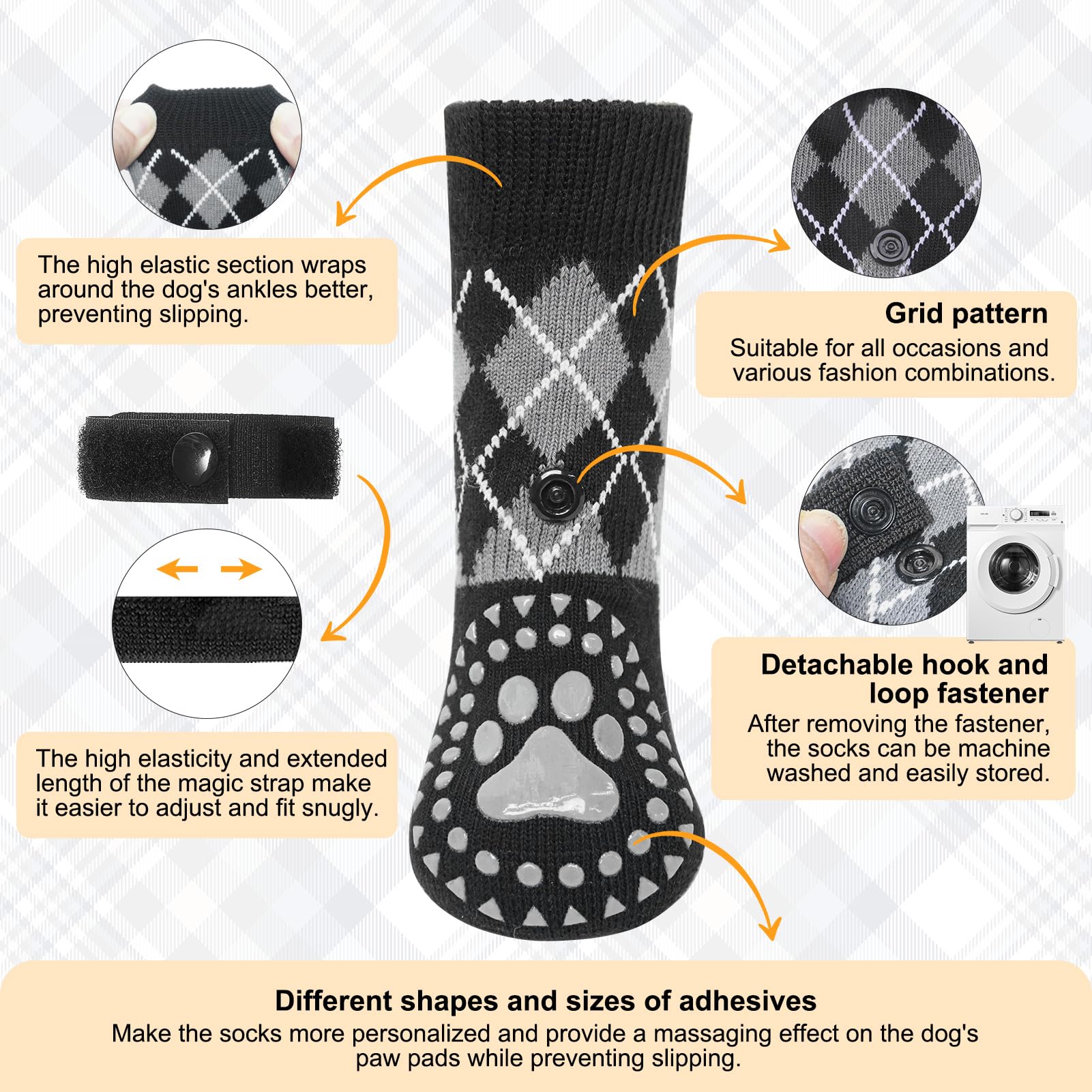 BEAUTYZOO 2 works Anti-Slip Dog Socks, Indoor Wear Pet Paw Protector for Hardwood Floors Small Medium - Image 3