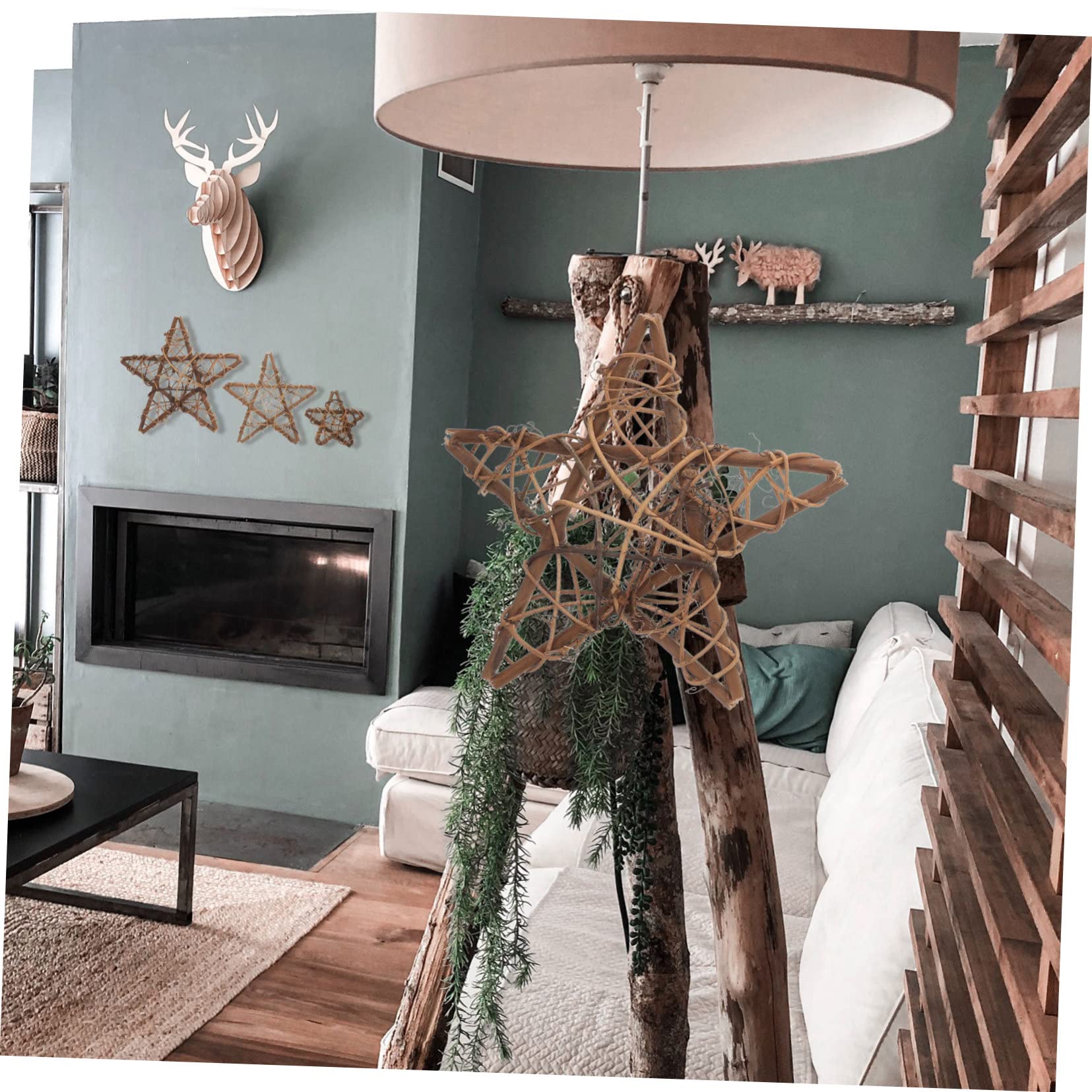 STOBAZA 12piezas Guirnalda De Ratan Estrella Aro De Ratan para Manualidades y Decoración Material Natural para Creaciones Personalizadas Fiestas y Eventos