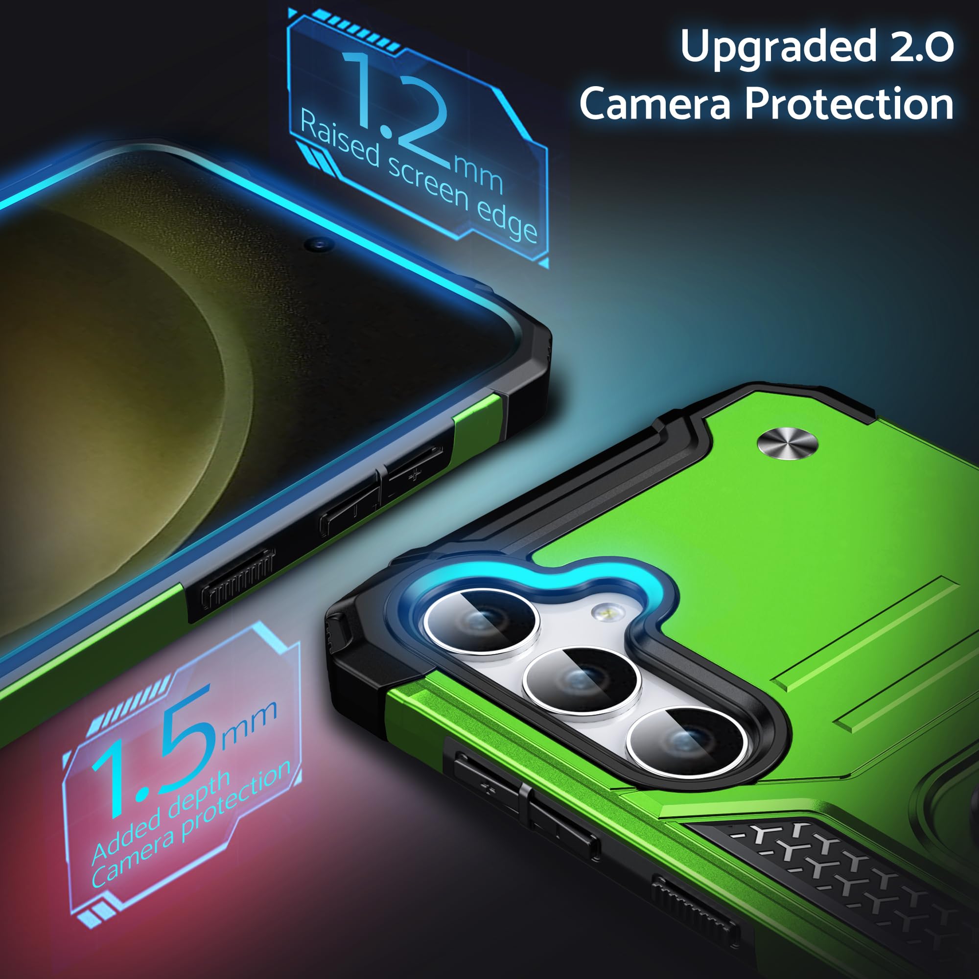 DASFOND Galaxy S23 Ultra Cover, Grado Militare Custodia con Cavalletto in Metallo Rotante a 360