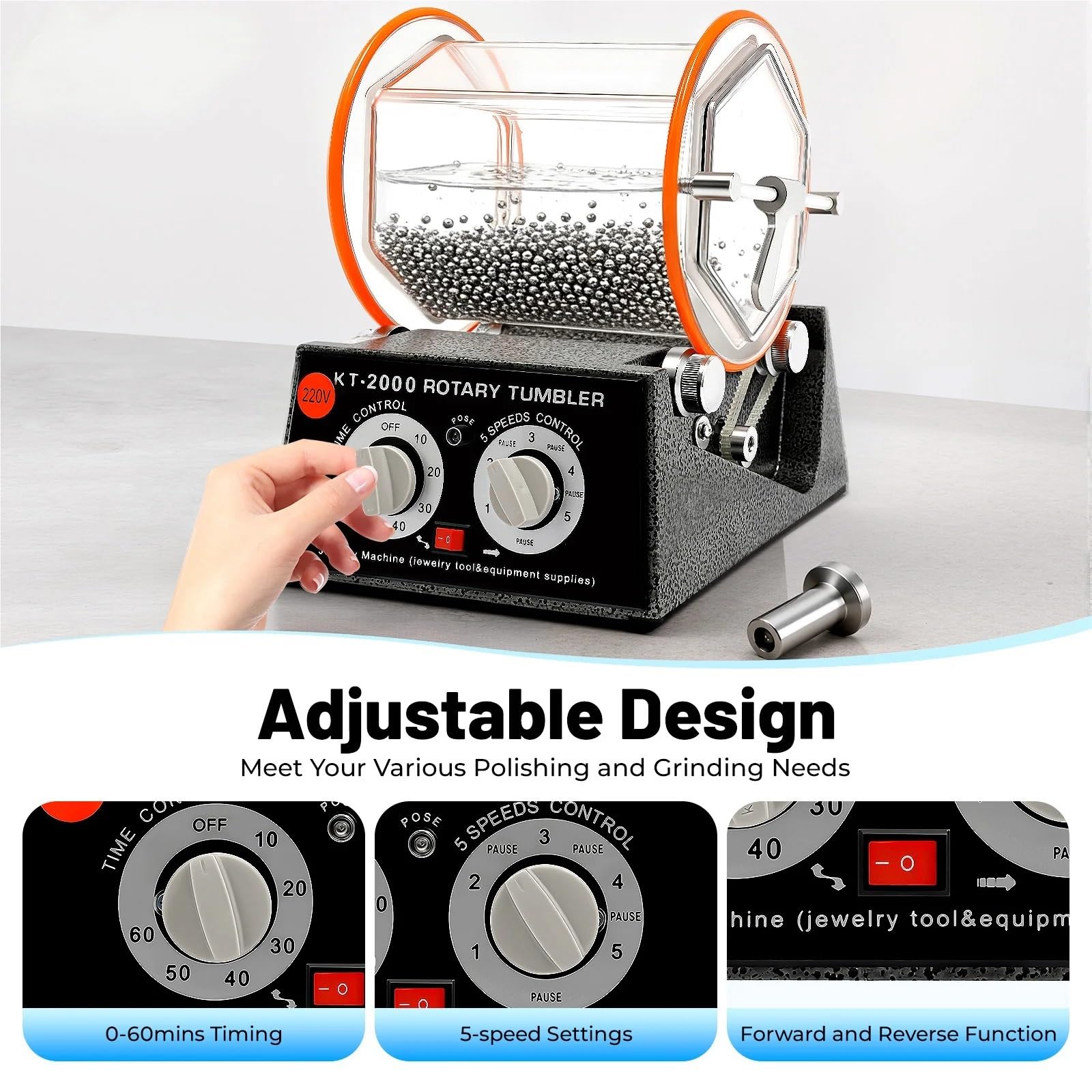 Polisseuse rotative 150W, tambour de polissage 3000 tr/min for bijoux en or et argent