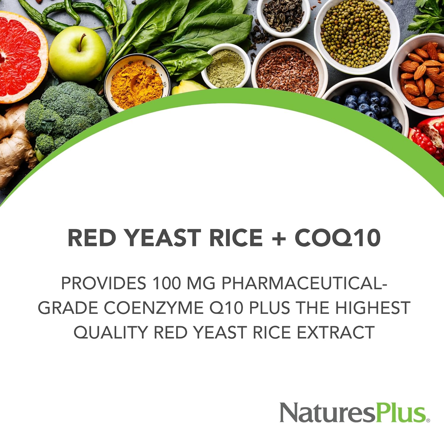 NaturesPlus Herbal Actives Red Yeast Rice 600mg & CoQ10 100mg, Extended Release - 30 Vegan Tablets - Maximum Potency Supplement, Antioxidant - Vegetarian, Gluten-Free - 30 Servings