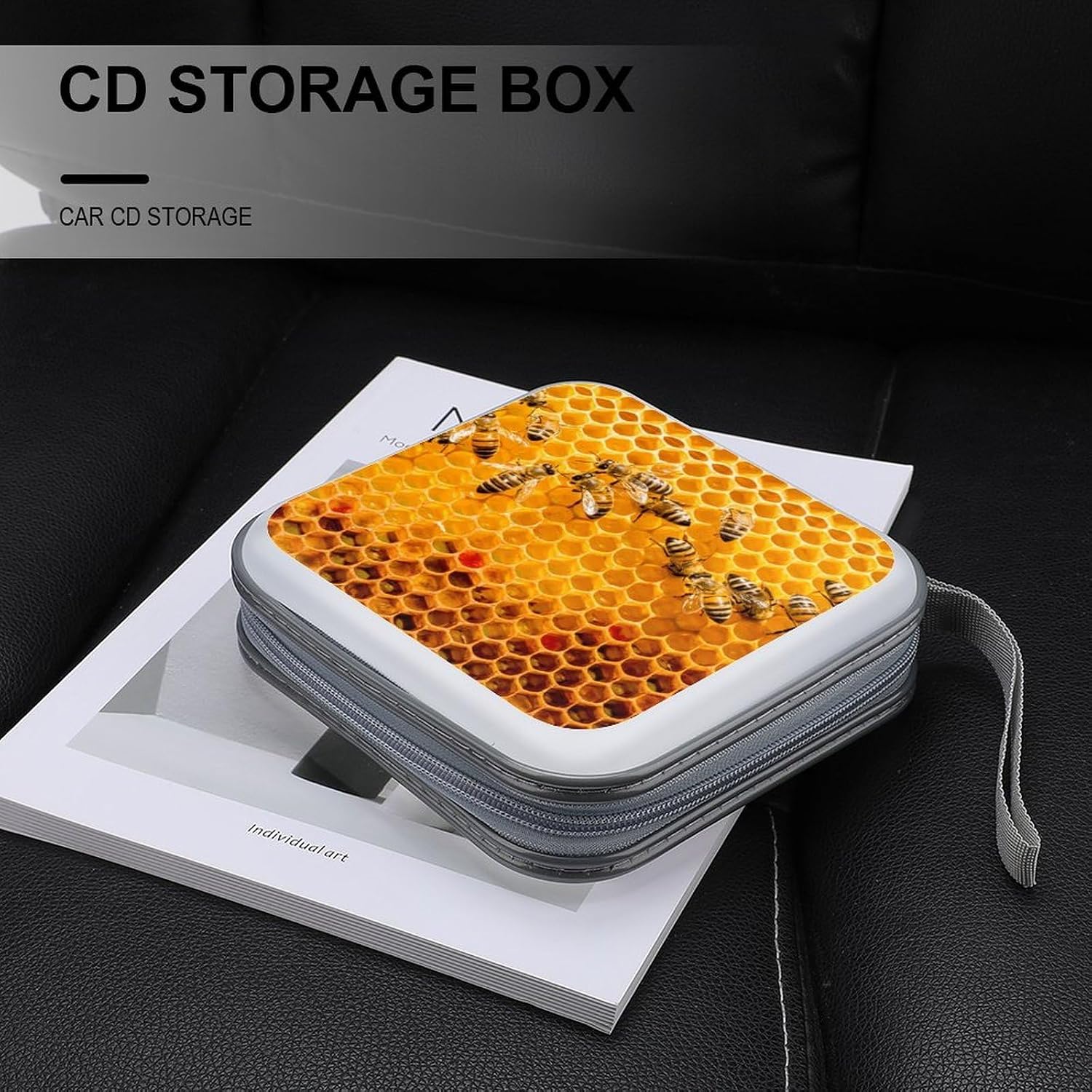 Honeys-Bees Hive CD Cases DVD Holder Storage Box Plastic Protection Case for Car Home Office Travel image 5