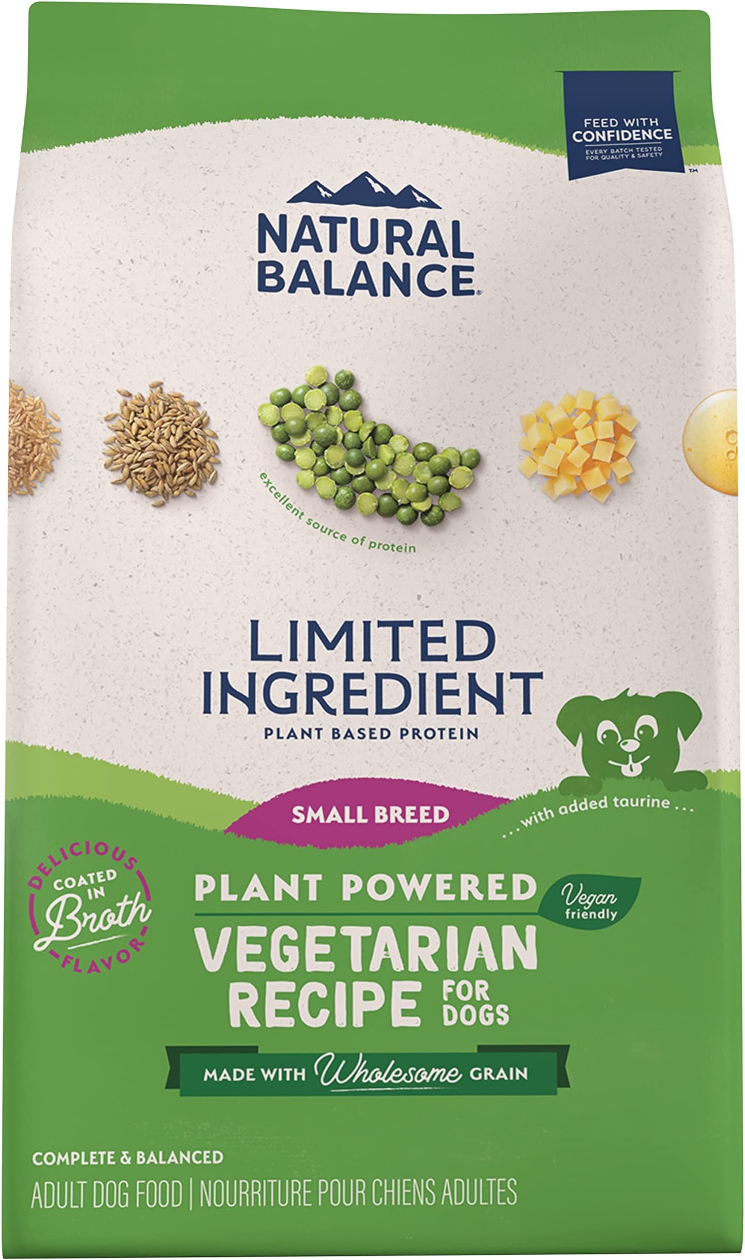 Limited Ingredient Small Breed Adult Dry Dog Food with Vegan Plant Based Protein and Healthy Grains, Vegetarian Recipe, 4 Pound (Pack of 1)