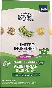 Natural Balance Limited Ingredient Dry Dog Food - Vegan-Friendly, Plant-Based Protein - Complete Nutrition with Wholesome Grains - Soy-Free, Gluten-Free - Small Breeds - 12 lb - Vegetarian Recipe
