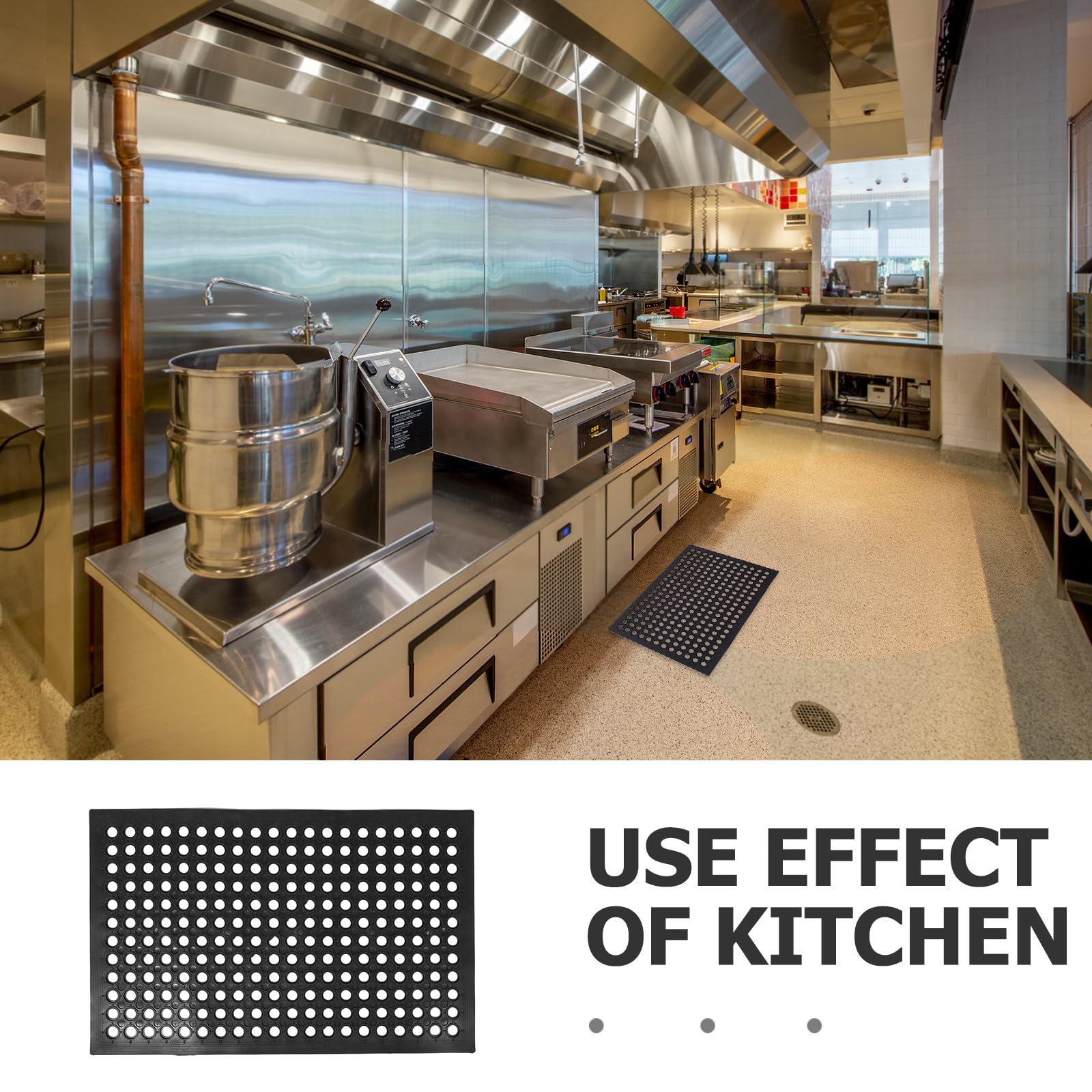 Ciieeo Tappeto Cucina Antiscivolo in Gomma Protezione Bordi Assorbente Resistente per Cucina e Ufficio Nero