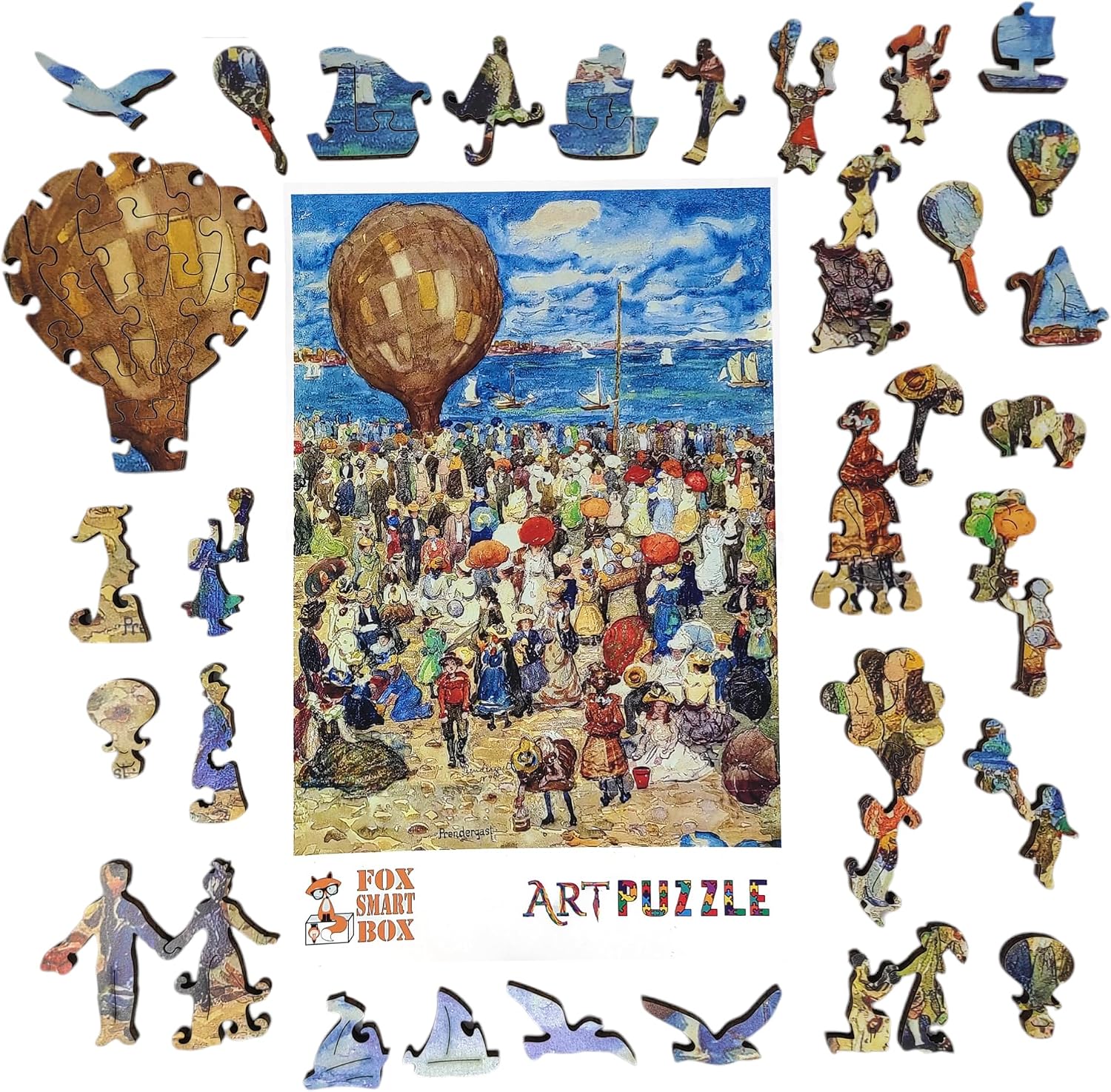 Large Format Wooden Puzzle for Adults and Seniors - Large Pieces Puzzle - Uniquely Shaped Pieces - Made in The USA by FoxSmartBox - 210 Pieces - The Balloon