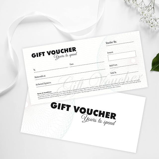 x25 Blank Gift Voucher Coupon Card Certificate for Business Shops Events & Occasions