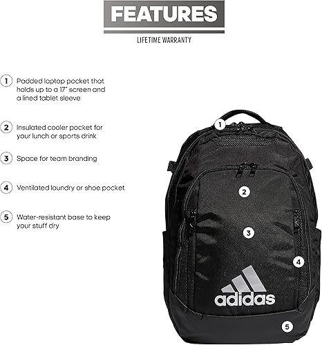 Miniatura 2 de adidas 5-Star Team - Mochila unisex para adulto, Negro, talla única